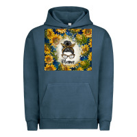 Pigment Midnight Navy sunflowers messy bun mama Urban Hoodie - BarkalooDesign