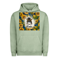 Pigment Oil Green sunflowers messy bun mama Urban Hoodie - BarkalooDesign