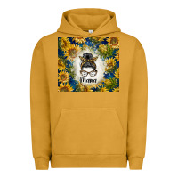 Pigment Peanut Butter sunflowers messy bun mama Urban Hoodie - BarkalooDesign