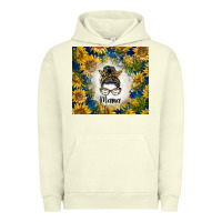Pigment Pistachio sunflowers messy bun mama Urban Hoodie - BarkalooDesign