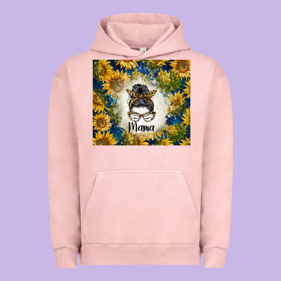 Sunflowers Messy Bun Mama Urban Hoodie Designed By Barkaloodesign