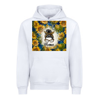 White sunflowers messy bun mama Urban Hoodie - BarkalooDesign