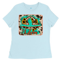 Baby Blue libra turquoise cowhide Ladies Tee - RanaPortraitStore