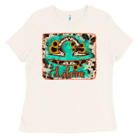 Bone libra turquoise cowhide Ladies Tee - RanaPortraitStore