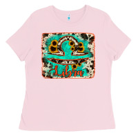 Bubblegum Pink libra turquoise cowhide Ladies Tee - RanaPortraitStore