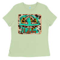 Matcha libra turquoise cowhide Ladies Tee - RanaPortraitStore