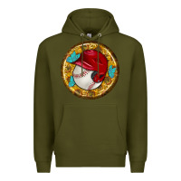 Army Green baseball with sunflower round earrings Premium Hoodie - BundleAndBundleShop
