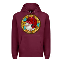 Burgundy baseball with sunflower round earrings Premium Hoodie - BundleAndBundleShop