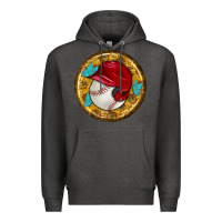 Charcoal Heather baseball with sunflower round earrings Premium Hoodie - BundleAndBundleShop