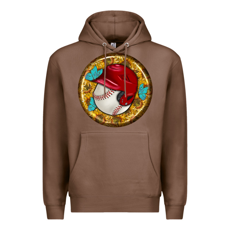 Baseball With Sunflower Round Earrings Premium Hoodie by BundleAndBundleShop | Teevron