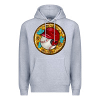 Heather Grey baseball with sunflower round earrings Premium Hoodie - BundleAndBundleShop