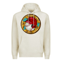 Oatmeal Heather baseball with sunflower round earrings Premium Hoodie - BundleAndBundleShop