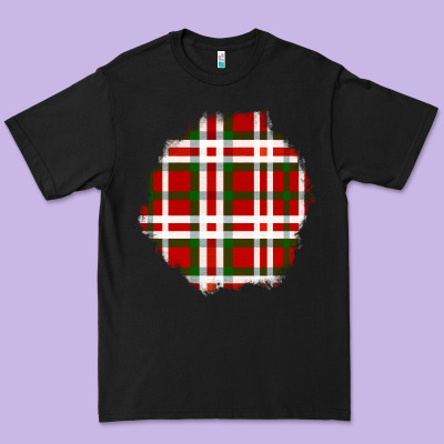 Christmas Tartan Patch Premium Tee Designed By Bundleandbundleshop