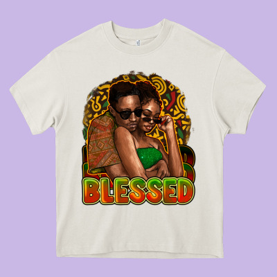 Black Couple Blessed Heavy Core Tee Designed By Nancycooperartshop