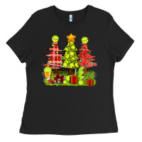 Black Christmas With Tennis Trees Ladies Tee - BundleAndBundleShop