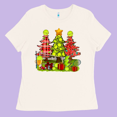 Christmas With Tennis Trees Ladies Tee Designed By Bundleandbundleshop