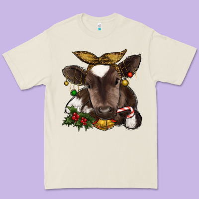 Christmas Baby Cow Premium Tee Designed By Ranaportraitstore