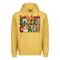 Antique Gold Santa's Favorite Soccer Coach For Christmas Premium Hoodie - FaDigitalArtStudio