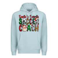 Blue Mist Santa's Favorite Soccer Coach For Christmas Premium Hoodie - FaDigitalArtStudio
