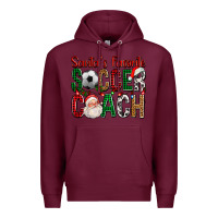 Burgundy Santa's Favorite Soccer Coach For Christmas Premium Hoodie - FaDigitalArtStudio