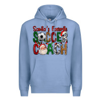 Colony Blue Santa's Favorite Soccer Coach For Christmas Premium Hoodie - FaDigitalArtStudio