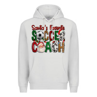 Dove Grey Santa's Favorite Soccer Coach For Christmas Premium Hoodie - FaDigitalArtStudio