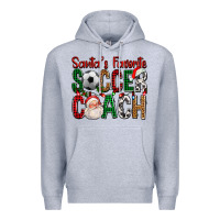 Heather Grey Santa's Favorite Soccer Coach For Christmas Premium Hoodie - FaDigitalArtStudio