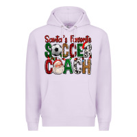 Lilac Santa's Favorite Soccer Coach For Christmas Premium Hoodie - FaDigitalArtStudio