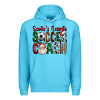 Ocean Blue Santa's Favorite Soccer Coach For Christmas Premium Hoodie - FaDigitalArtStudio
