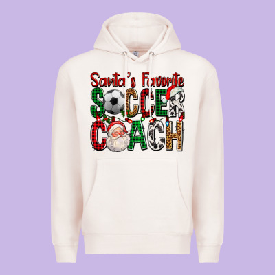Santa's Favorite Soccer Coach For Christmas Premium Hoodie Designed By Fadigitalartstudio