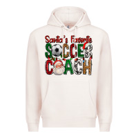 Pale Pink Santa's Favorite Soccer Coach For Christmas Premium Hoodie - FaDigitalArtStudio