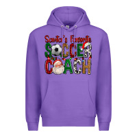 Purple Santa's Favorite Soccer Coach For Christmas Premium Hoodie - FaDigitalArtStudio