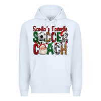 White Santa's Favorite Soccer Coach For Christmas Premium Hoodie - FaDigitalArtStudio