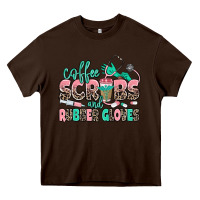 Chocolate Brown coffee scrubs and rubber gloves Heavy Core Tee - MaliasSmallBusiness