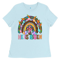 Baby Blue He Is Risen Rainbow Ladies Tee - BundleAndBundleShop