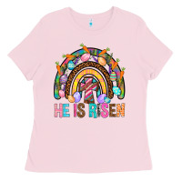 Bubblegum Pink He Is Risen Rainbow Ladies Tee - BundleAndBundleShop