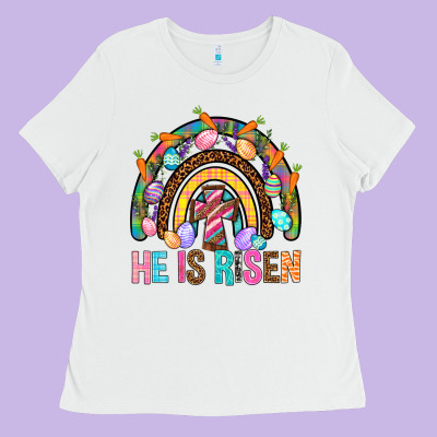 He Is Risen Rainbow Ladies Tee Designed By Bundleandbundleshop