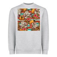 Heather Grey western cow with hay and flowers seamless pattern Heavyweight Sweatshirt - FaDigitalArtStudio