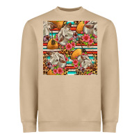 Mushroom western cow with hay and flowers seamless pattern Heavyweight Sweatshirt - FaDigitalArtStudio