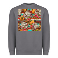 Storm western cow with hay and flowers seamless pattern Heavyweight Sweatshirt - FaDigitalArtStudio