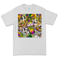 Dove Grey Mardi Gras coffee cups and donut with cowhide Premium Tee - BundleAndBundleShop
