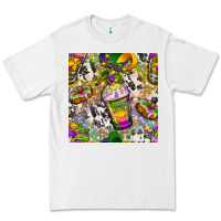White Mardi Gras coffee cups and donut with cowhide Premium Tee - BundleAndBundleShop
