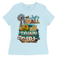 Baby Blue Just A Small Town Girl Windmill Ladies Tee - BundleAndBundleShop
