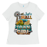 White Just A Small Town Girl Windmill Ladies Tee - BundleAndBundleShop