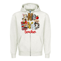 Oatmeal Heather One Loved Teacher Zipper Hoodie - FaDigitalArtStudio