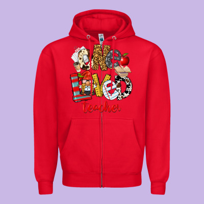 One Loved Teacher Zipper Hoodie Designed By Fadigitalartstudio