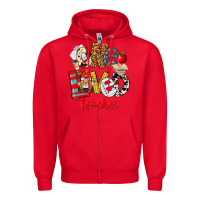 Red One Loved Teacher Zipper Hoodie - FaDigitalArtStudio