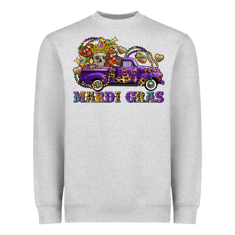 Mardi Gras Skull Truck Heavyweight Sweatshirt by FaDigitalArtStudio | Teevron