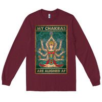 Burgundy my chakras are aligned af vintage yoga meditation Long Sleeve Tee - tuanDangUi