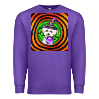 Purple halloween bichons frise dog Premium Sweatshirt - LillyAllenDesigns